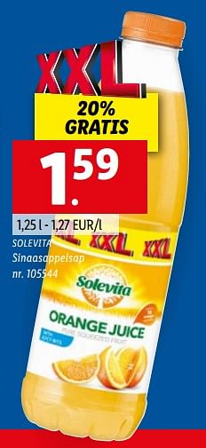 Promoties Sinaasappelsap - Solevita - Geldig van 16/08/2022 tot 20/08/2022 bij Lidl
