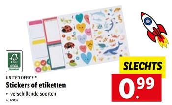 Promoties Stickers of etiketten - United Office - Geldig van 16/08/2022 tot 20/08/2022 bij Lidl