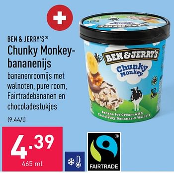 Promotions Chunky monkeybananenijs - Ben&Jerry's - Valide de 19/08/2022 à 26/08/2022 chez Aldi