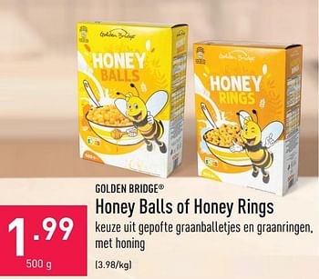 Promoties Honey balls of honey rings - Golden Bridge - Geldig van 15/08/2022 tot 26/08/2022 bij Aldi