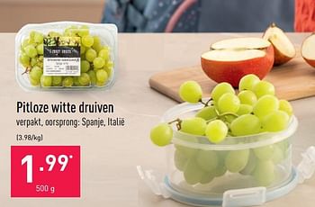 Promoties Pitloze witte druiven - Huismerk - Aldi - Geldig van 15/08/2022 tot 26/08/2022 bij Aldi