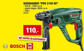 Promoties Bosch boorhamer pbh 2100 re - Bosch - Geldig van 10/08/2022 tot 21/08/2022 bij Hubo