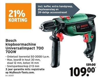 Promoties Bosch klopboormachine universalimpact 700 - Bosch - Geldig van 10/08/2022 tot 22/08/2022 bij Gamma