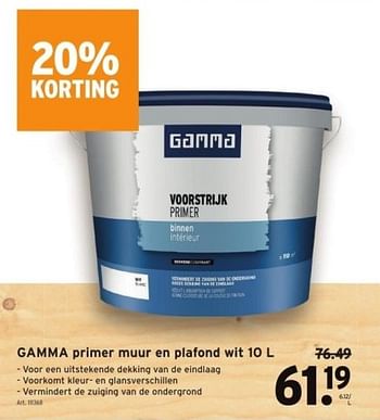 Promotions Gamma primer muur en plafond wit - Gamma - Valide de 10/08/2022 à 22/08/2022 chez Gamma