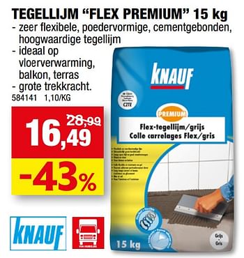 Promoties Tegellijm flex premium - Knauf - Geldig van 10/08/2022 tot 21/08/2022 bij Hubo