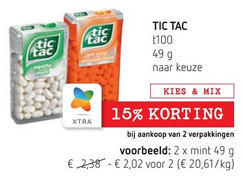 Promoties Tic tac mint - TicTac - Geldig van 11/08/2022 tot 24/08/2022 bij Spar (Colruytgroup)