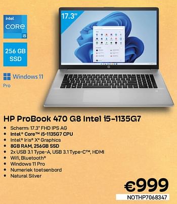 Promoties Hp probook 470 g8 intel i5-1135g7 - HP - Geldig van 03/08/2022 tot 31/08/2022 bij Compudeals