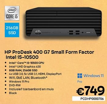 Promoties Hp prodesk 400 g7 small form factor intel i5-10500 - HP - Geldig van 03/08/2022 tot 31/08/2022 bij Compudeals