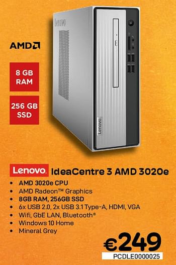 Promoties Lenovo ideacentre 3 amd 3020e - Lenovo - Geldig van 03/08/2022 tot 31/08/2022 bij Compudeals