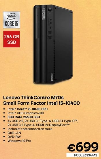 Promoties Lenovo thinkcentre m70s small form factor intel i5-10400 - Lenovo - Geldig van 03/08/2022 tot 31/08/2022 bij Compudeals
