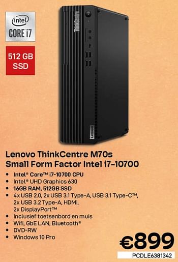 Promoties Lenovo thinkcentre m70s small form factor intel i7-10700 - Lenovo - Geldig van 03/08/2022 tot 31/08/2022 bij Compudeals