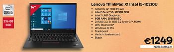 Promoties Lenovo thinkpad x1 intel i5-10210u - Lenovo - Geldig van 03/08/2022 tot 31/08/2022 bij Compudeals
