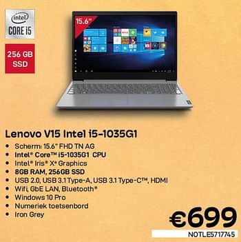 Promoties Lenovo v15 intel i5-1035g1 - Lenovo - Geldig van 03/08/2022 tot 31/08/2022 bij Compudeals