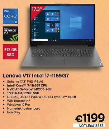 Promoties Lenovo v17 intel i7-1165g7 - Lenovo - Geldig van 03/08/2022 tot 31/08/2022 bij Compudeals