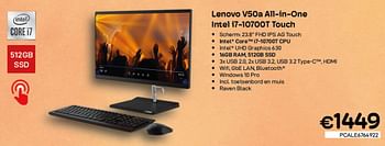 Promoties Lenovo v50a all-in-one intel i7-10700t touch - Lenovo - Geldig van 03/08/2022 tot 31/08/2022 bij Compudeals