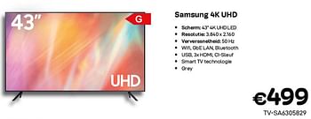 Promoties Samsung 4k uhd tv-sa6305829 - Samsung - Geldig van 03/08/2022 tot 31/08/2022 bij Compudeals