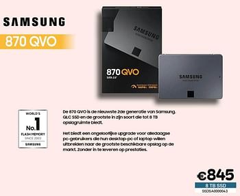 Promoties Samsung 870 qvo 8 tb ssd - Samsung - Geldig van 03/08/2022 tot 31/08/2022 bij Compudeals