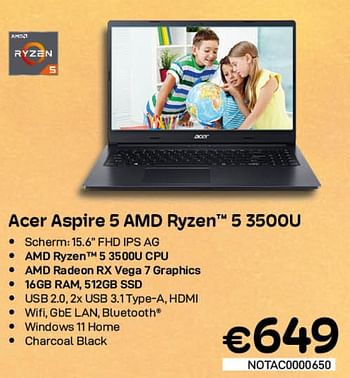 Promoties Acer aspire 5 amd ryzen 5 3500u - Acer - Geldig van 03/08/2022 tot 31/08/2022 bij Compudeals