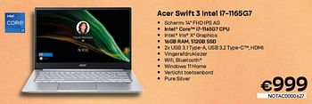 Promoties Acer swift 3 intel i7-1165g7 - Acer - Geldig van 03/08/2022 tot 31/08/2022 bij Compudeals