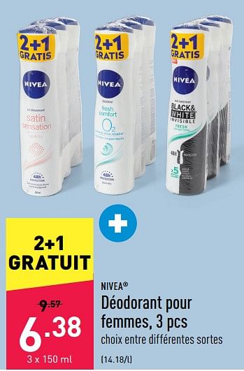 Promotions Déodorant pour femmes - Nivea - Valide de 17/08/2022 à 26/08/2022 chez Aldi
