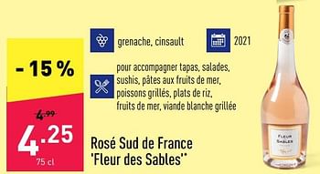 Promotions Rosé sud de france fleur des sables - Vins rosé - Valide de 15/08/2022 à 26/08/2022 chez Aldi