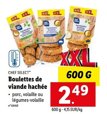 Promotions Boulettes de viande hachée - Chef select - Valide de 16/08/2022 à 20/08/2022 chez Lidl