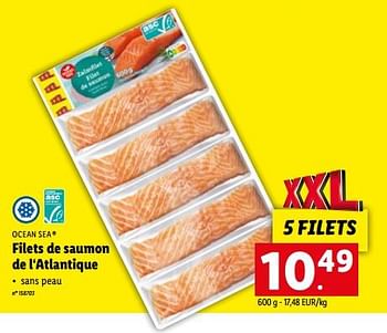 Promotions Filets de saumon de l‘atlantique - OceanSEa - Valide de 16/08/2022 à 20/08/2022 chez Lidl
