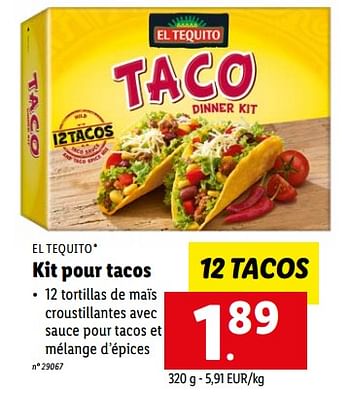 Promotions Kit pour tacos - El Tequito - Valide de 16/08/2022 à 20/08/2022 chez Lidl