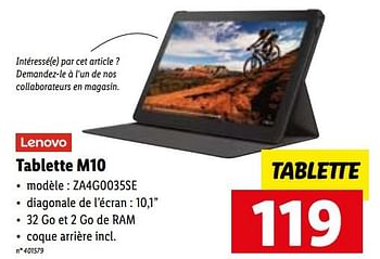Promotions Lenovo tablette m10 za4g0035se - Lenovo - Valide de 16/08/2022 à 20/08/2022 chez Lidl