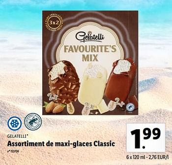 Promotions Maxi-glaces classic - Gelatelli - Valide de 16/08/2022 à 20/08/2022 chez Lidl