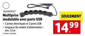 Promotions Multiprise modulable avec ports usb - SilverCrest - Valide de 16/08/2022 à 20/08/2022 chez Lidl