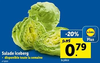 Promotions Salade iceberg - Produit maison - Lidl - Valide de 16/08/2022 à 20/08/2022 chez Lidl