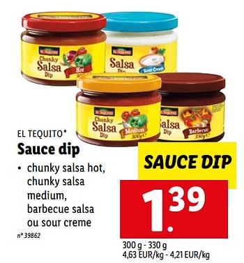 Promoties Sauce dip - El Tequito - Geldig van 16/08/2022 tot 20/08/2022 bij Lidl