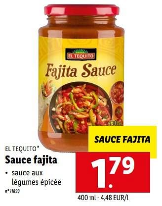 Promotions Sauce fajita - El Tequito - Valide de 16/08/2022 à 20/08/2022 chez Lidl