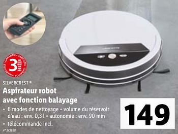 Promotions Silvercrest aspirateur robot avec fonction balayage - SilverCrest - Valide de 16/08/2022 à 20/08/2022 chez Lidl