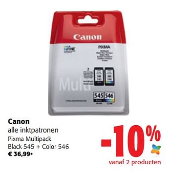Promoties Canon inktpatronen pixma multipack black 545 + color 546 - Canon - Geldig van 10/08/2022 tot 23/08/2022 bij Colruyt