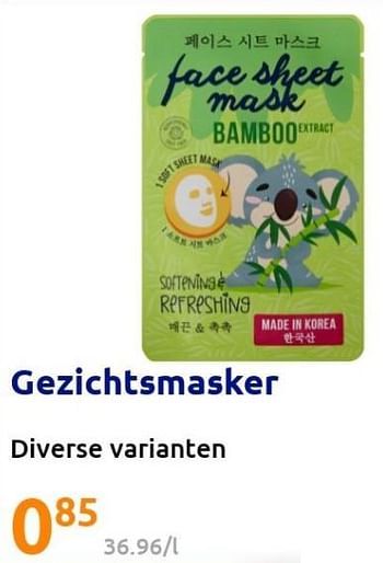 Promotions Gezichtsmasker - Produit Maison - Action - Valide de 10/08/2022 à 16/08/2022 chez Action