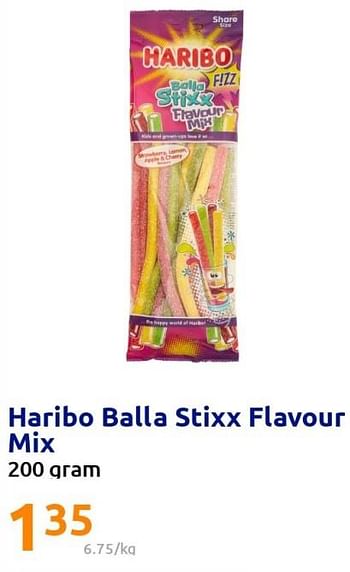 Promoties Haribo balla stixx flavour mix - Haribo - Geldig van 10/08/2022 tot 16/08/2022 bij Action