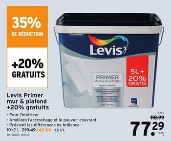 Promotions Levis primer mur + plafond +20% gratuits - Levis - Valide de 10/08/2022 à 22/08/2022 chez Gamma
