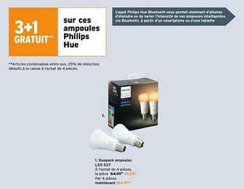 Promoties Philips duopack ampoules led e27 - Philips - Geldig van 10/08/2022 tot 22/08/2022 bij Gamma