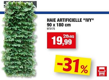 Promotions Haie artificielle ivy - Produit maison - Hubo  - Valide de 10/08/2022 à 21/08/2022 chez Hubo