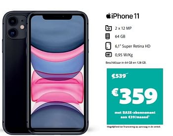 Promotions Apple iphone 11 - Apple - Valide de 12/08/2022 à 16/08/2022 chez Base