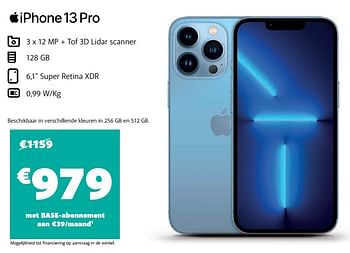 Promotions Apple iphone 13 pro - Apple - Valide de 12/08/2022 à 16/08/2022 chez Base