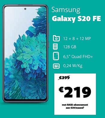 Promotions Samsung galaxy s20 fe - Samsung - Valide de 12/08/2022 à 16/08/2022 chez Base