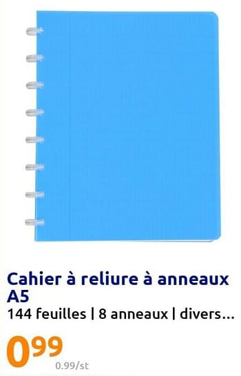 Promotions Cahier à reliure à anneaux a5 - Reliure - Valide de 10/08/2022 à 16/08/2022 chez Action