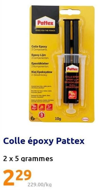 Promotions Colle époxy pattex - Pattex - Valide de 10/08/2022 à 16/08/2022 chez Action