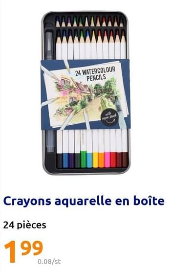 Promotions Crayons aquarelle en boîte - Produit Maison - Action - Valide de 10/08/2022 à 16/08/2022 chez Action