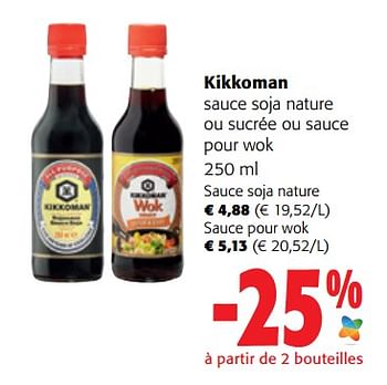 Promotions Kikkoman sauce soja nature ou sucrée ou sauce pour wok - Kikkoman - Valide de 10/08/2022 à 23/08/2022 chez Colruyt