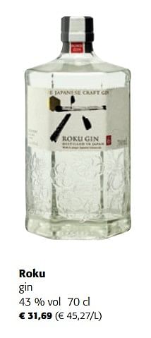 Promotions Roku gin - Roku Gin - Valide de 10/08/2022 à 23/08/2022 chez Colruyt