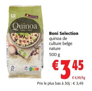 Promotions Boni selection quinoa de culture belge nature - Boni - Valide de 10/08/2022 à 23/08/2022 chez Colruyt